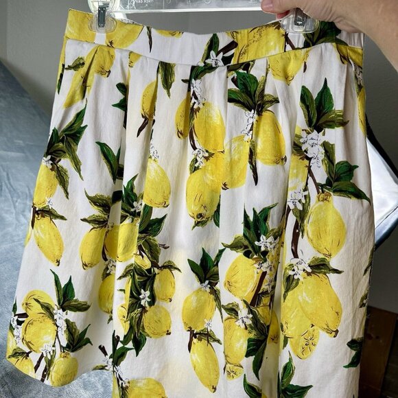 Taydey Womenβs Skirt XL White/Yellow Lemon  A-Line Pleated Vintage Cotton NWOT - Picture 14 of 16